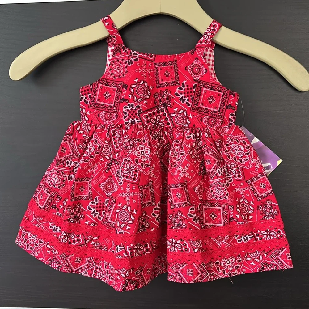 Blueberi Boulevard Baby Girls Red Handkerchief Dress